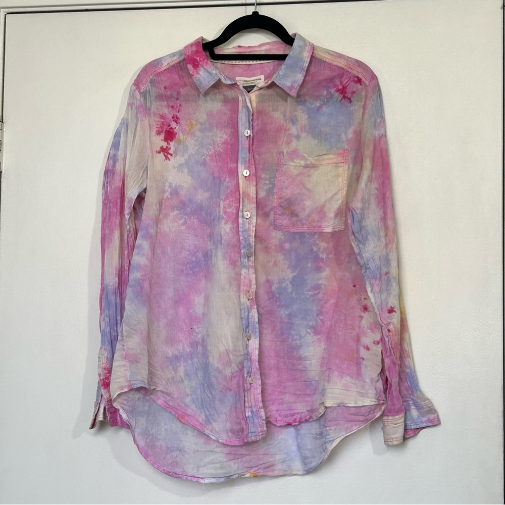 Pilcro by Anthropologie Tie Dye Long Sleeve Button Down Top/Blouse- Size Large